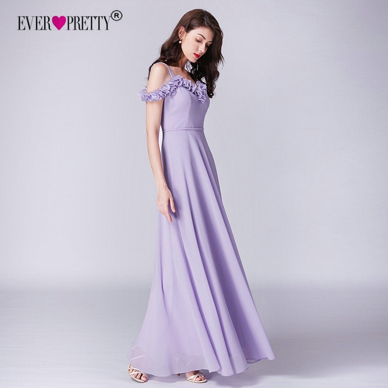 Lilac Cold Shoulder A-line Chiffon Bridesmaid Dress