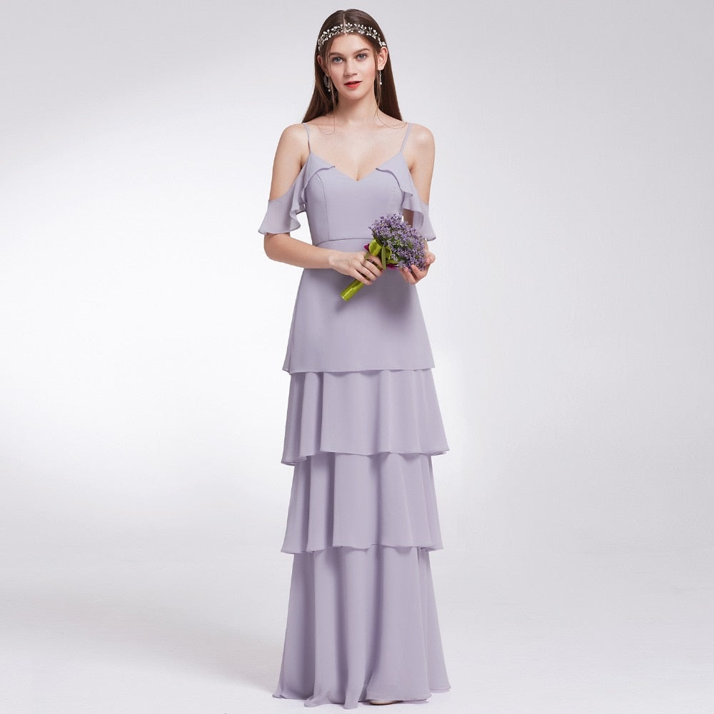 Double Deep  V Long Ruffle Skirt  Bridesmaid Dresses for 2018 - Available in 7 Colors!