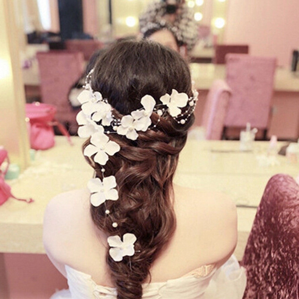 5pc Handcrafted Silk Flower Bridal  Hair Vine