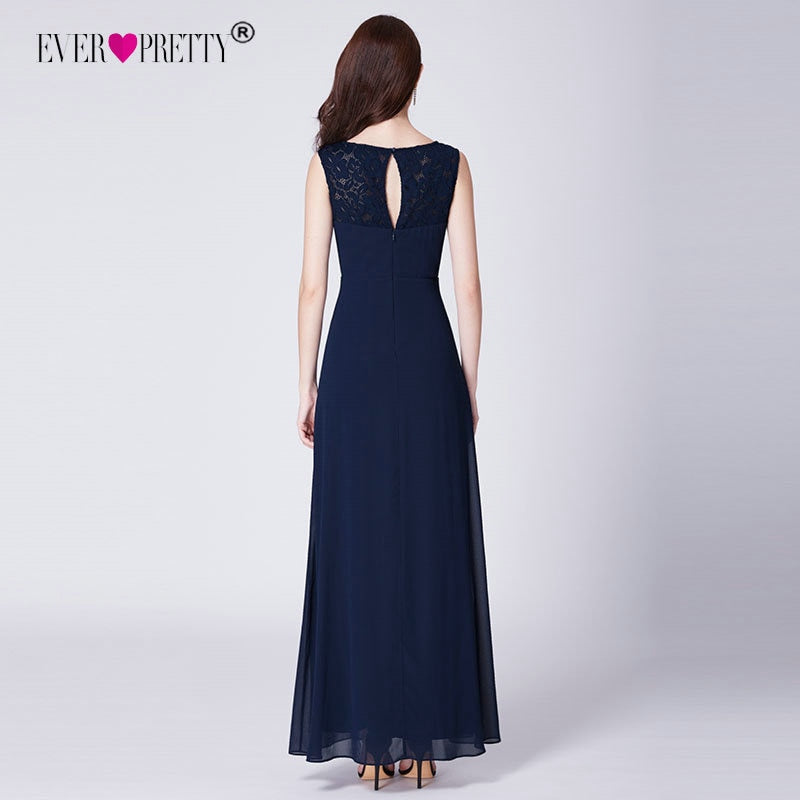 Navy Blue Chiffon A-line Sleeveless Bridesmaid Dress