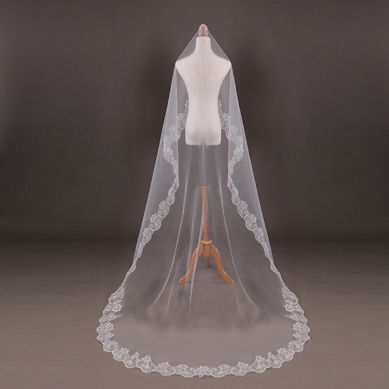 Voile 5M One Layer Lace EdgeCathedral Wedding Veil