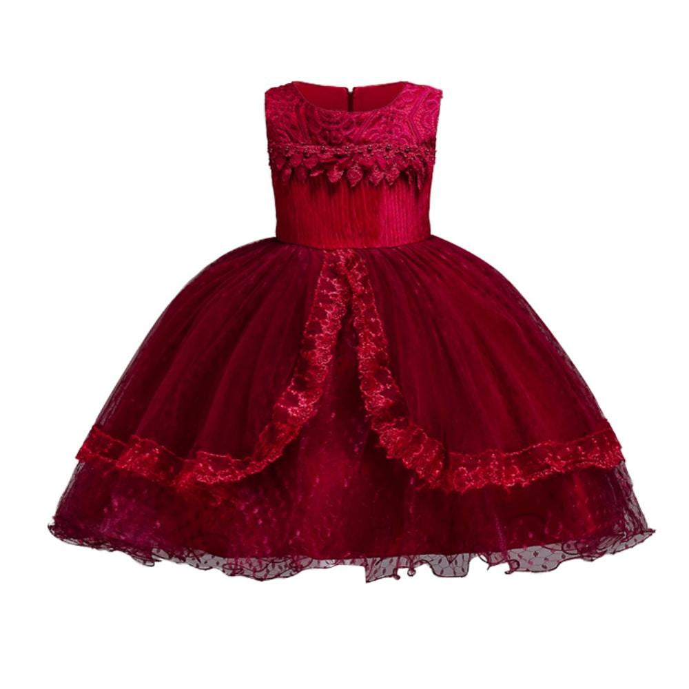 The Sally - Guipure Lace Trimmed Flower Girl Dress Available in 5 colors & Sizes up to Girls 14