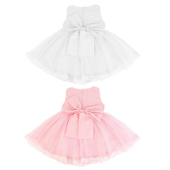 Princess Lace & Bow Tie Flower Girl Dress