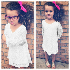 Little Lace Mini Flower Girl Dress - Available in Pink & White