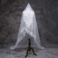 Eyelashe Lace Wedding Veil  3 Meter Cathedral Length